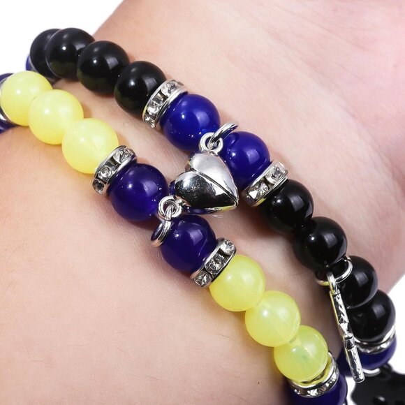 Couple Friendship Bracelets Glass Bead Elastic Cord Gift Accessories - Picture 5 of 7